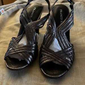 Franco Sarto Sandals, dressy w heels nice chrome color, well made sz7